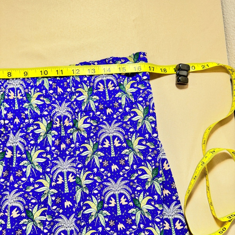 Boden Maxi Skirt Blue Palm Tree Print Elastic Waist Women's‎ US 12R Pockets NWT - Picture 3 of 16